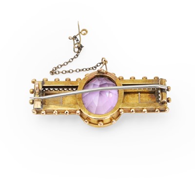 Lot 22 - A Victorian amethyst and split pearl brooch