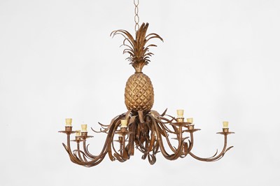 Lot 433 - A large gilt toleware chandelier
