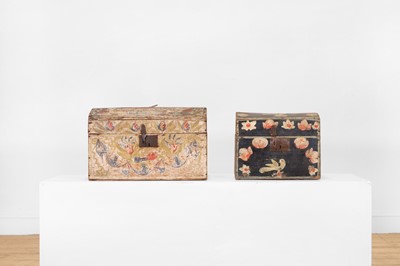 Lot 13 - Two folk art painted wooden marriage chests