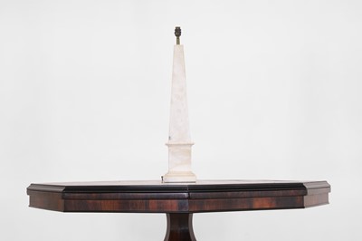 Lot 511 - An alabaster obelisk table lamp