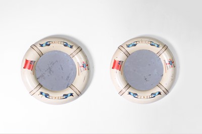 Lot 445 - A pair of painted buoy mirrors