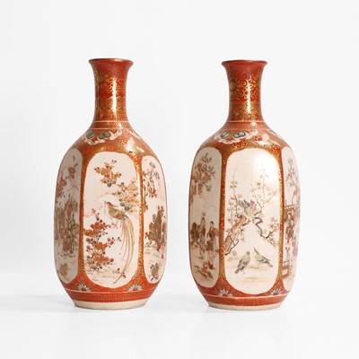 Lot 103 - A pair of Japanese Kutani ware vases