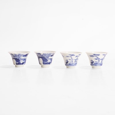Lot 126 - Two pairs of Chinese blue and white wine cups