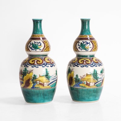 Lot 101 - A pair of Japanese Ko-Kutani ware vases
