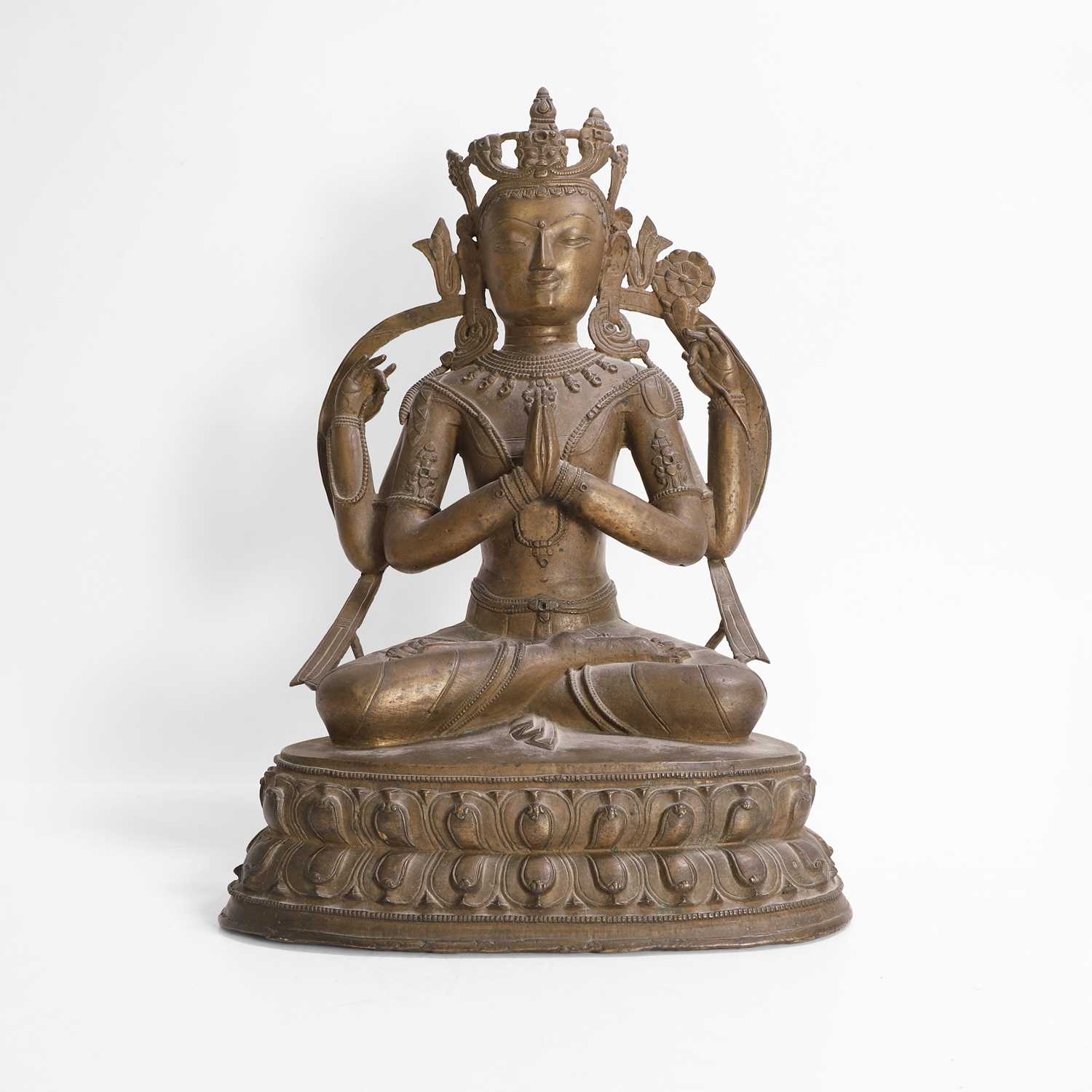 Lot 147 - A large Tibetan bronze figure of Avalokiteshvara