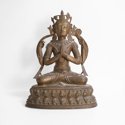 Lot 147 - A large Tibetan bronze figure of Avalokiteshvara
