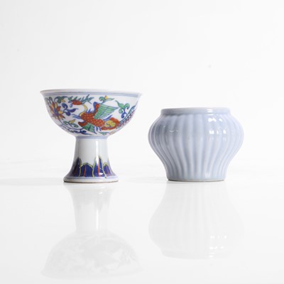 Lot 182 - A Chinese clair-de-lune-glazed jar