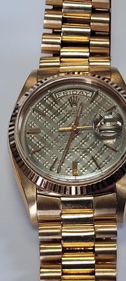 Lot 374 - An 18ct rose gold Rolex Day Date automatic bracelet watch