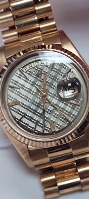 Lot 374 - An 18ct rose gold Rolex Day Date automatic bracelet watch