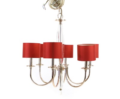 Lot 315 - A chrome six branch chandelier