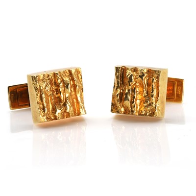 Lot 320 - A pair of 18ct gold cufflinks by Björn Weckström, c.1971