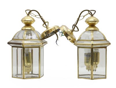Lot 507 - Two brass hall lantern lights