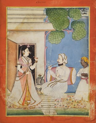 Lot 215 - An Indian painting of a maharaja and a lady
