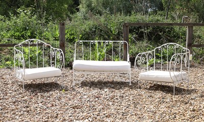 Lot 478 - A pair of French wirework armchair