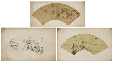 Lot 190 - Three Chinese fan paintings