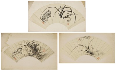 Lot 191 - Three Chinese fan paintings