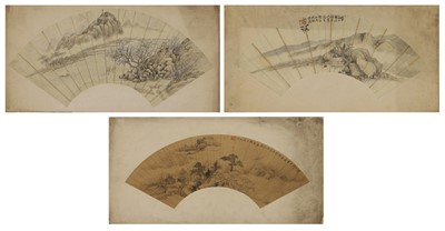 Lot 194 - Three Chinese fan paintings
