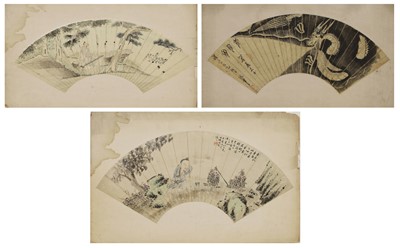 Lot 196 - Three Chinese fan paintings