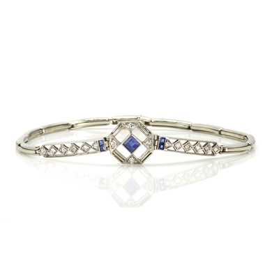 Lot 67 - An early 20th century sapphire and diamond bracelet