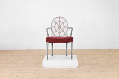 Lot 264 - A painted beech spider-back armchair