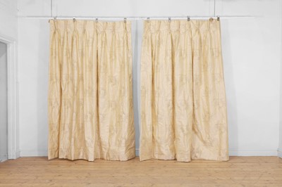 Lot 447 - Two pairs of lined and interlined silk curtains