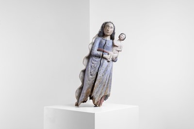 Lot 530 - A carved and polychrome painted figure of the Madonna and Child