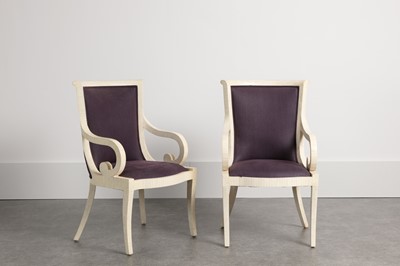 Lot 181 - A pair of tessellated bone dining armchairs