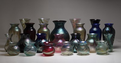 Lot 328 - A group of Okra iridescent glass vases