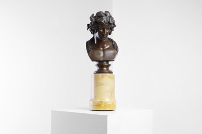 Lot 338 - A patinated bronze bust of Antinous as Bacchus