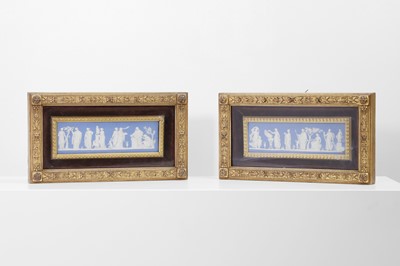 Lot 482 - A pair of Wedgwood jasperware plaques