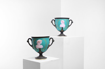 Lot 115 - A pair of neoclassical biscuit porcelain planters