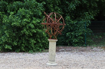 Lot 630 - A large hand-forged iron armillary sphere