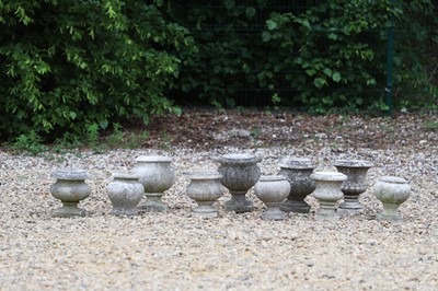 Lot 645 - A collection of ten various weathered marble urns