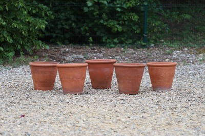 Lot 624 - A group of five hand-thrown terracotta pots