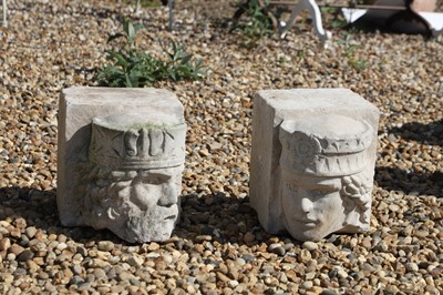Lot 374 - A pair of cast stone corbels