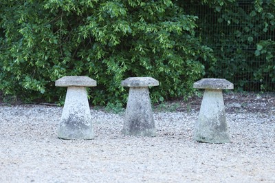 Lot 619 - A set of three weathered staddle stones