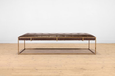 Lot 512 - A modernist buttoned-leather and tubular-metal stool or bench