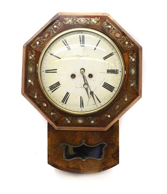Lot 147 - A walnut, rosewood, brass, and mother of pearl clock by Kleyser & Co