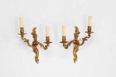 Lot 414 - A pair of Louis XV-style gilt-metal wall lights