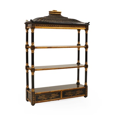 Lot 560 - A Chinoiserie painted and parcel gilt hanging shelves