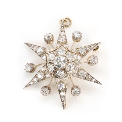 Lot 41 - A Victorian diamond star brooch, c.1880