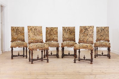 Lot 139 - A set of six William and Mary-style beech dining chairs