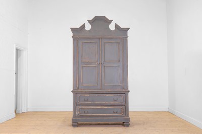 Lot 38 - A small painted pine linen press