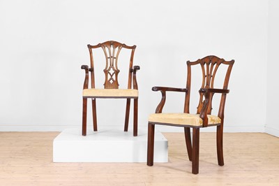 Lot 520 - A pair of George Ill mahogany elbow chairs