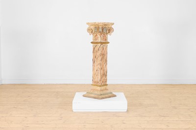 Lot 360 - A neoclassical painted and parcel-gilt wooden scagliola pedestal