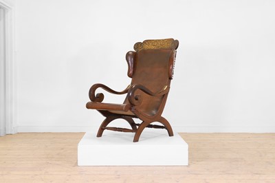 Lot 495 - A mahogany, leather and parcel-gilt armchair