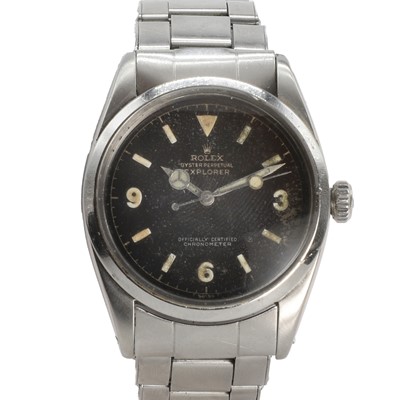 Lot 367 - A stainless steel Rolex Perpetual Explorer automatic bracelet watch, c.1955
