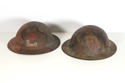 Lot 164 - Two First World War American 'M1917 Doughboy' camouflaged helmets