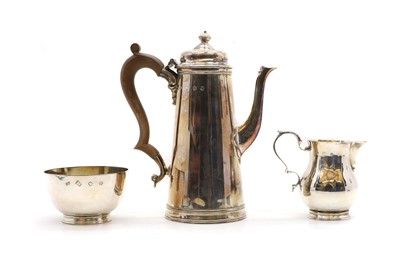 Lot 91 - A silver three piece coffee service