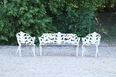 Lot 639 - A Coalbrookdale-style painted metal garden suite